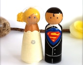 Clark Kent and Lois Lane SUPERMAN Wedding Cake Topper Superman Cake Topper  Superman Topper Superman Wedding Cake Toppers Peg Doll Cute