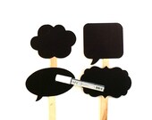 Chalkboard Speech Bubble Photobooth Props with Chalkboard Marker Set of 4 Speech Bubble Props Chalk board Props Set of 4 Wedding Decoration