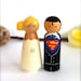 Clark Kent and Lois Lane SUPERMAN Wedding Cake Topper Superman Cake Topper  Superman Topper Superman Wedding Cake Toppers Peg Doll Cute