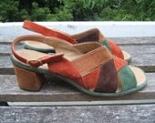 vintage 8.5 neutral suede sandals