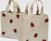 Set of 2 Lunch bag - Eco friendly - ladybird. size: 7"x4", high 8".