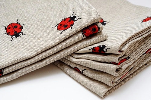 Natural Linen Napkins. LADYBIRD. Set of 32. Size: 18" X 18"(45 cm X 45 cm).