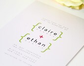 Modern Save the Date Card in Pink and Lime Green for a Mod, Urban, Contemporary Wedding - Love Addition Sample