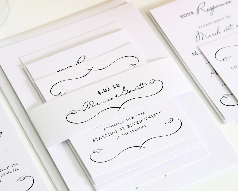 Woodlands Chic Wedding Invitation Suite - White Wedding, Romantic, Whimsical, Vintage Invitation - Sample Set