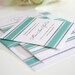 Vintage Wrap Wedding Invitations Sample in Aquamarine on Pearl Shimmer Luxury Cardstock
