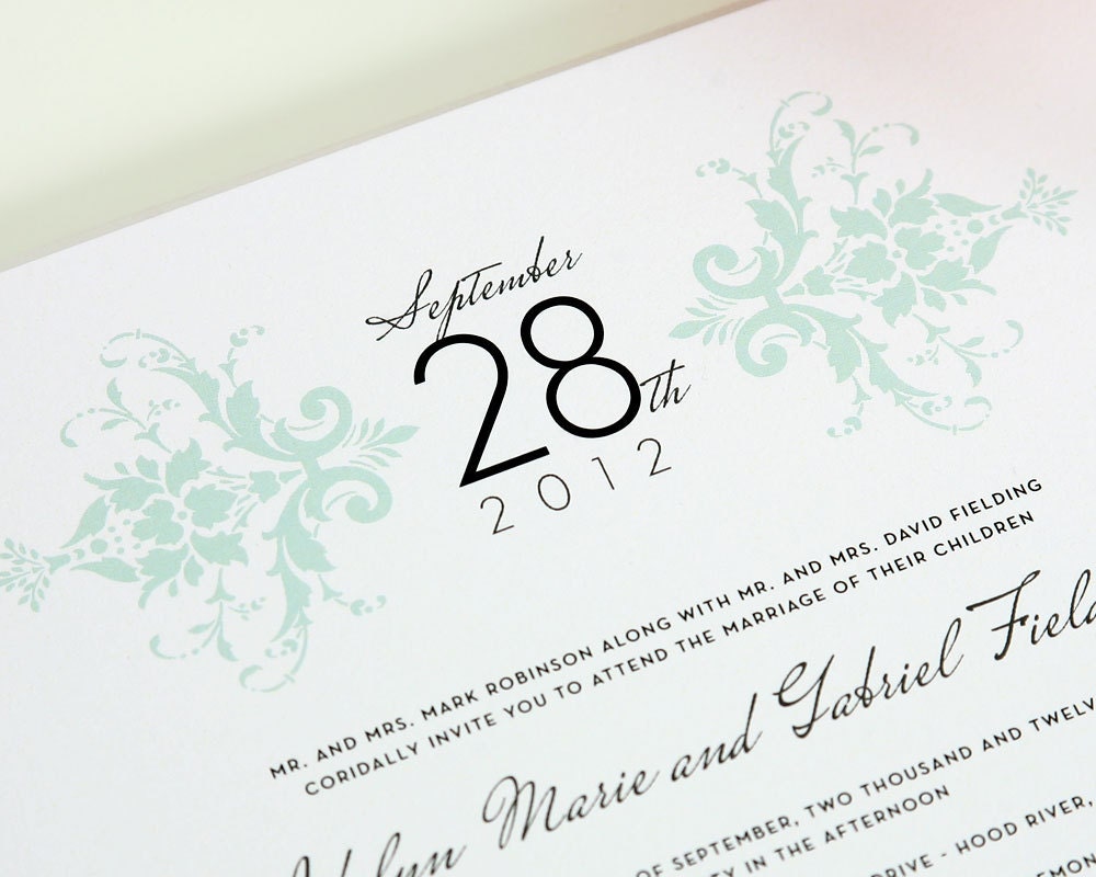 Elegant Damask Wedding Invitations - Deposit