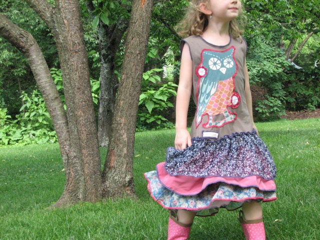 pdf BIRDSONG Ruffle Tank Dress pattern and tutorial....size 2t-6years, recycled tshirts