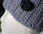 Crocheted Headwarmer Headband or Earwarmer in Blue Gray