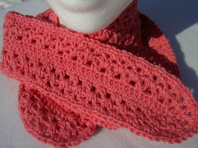 Pink Crocheted Scarf - Soft, Feminine