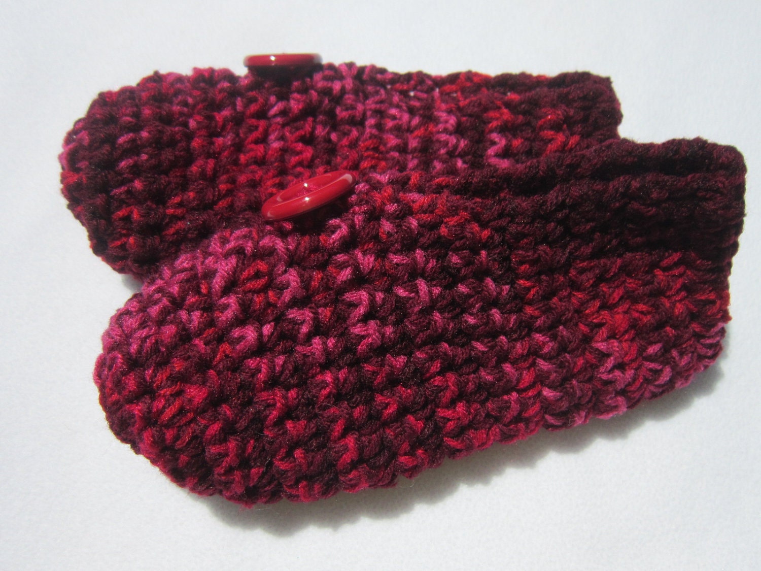 Womens Crochet Slippers in Red Pink and Maroon Size Medium