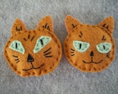 Felt Cat Face Embellishments or Brooches Set of 2
