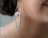 Ice Quartz and Vintage Chain Sterling Silver Earrings