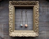 Rust and Turquoise Agate Quartz and Petite Chain Brass Earrings