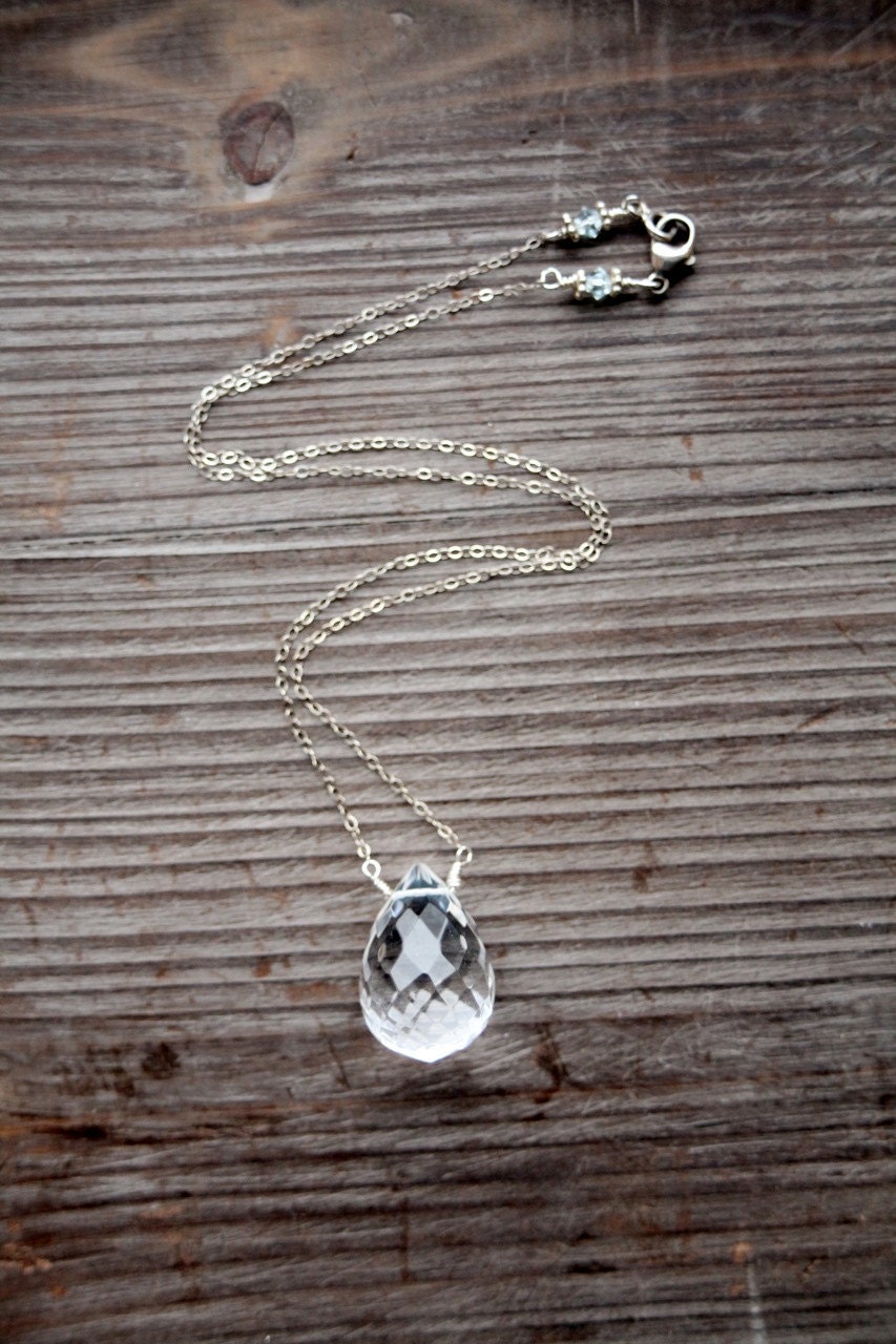 Crystal Quartz Pendant Sterling Silver Necklace FREE SHIPPING
