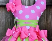 Pink and White  polka dot Ballerina tutu hair bow holder