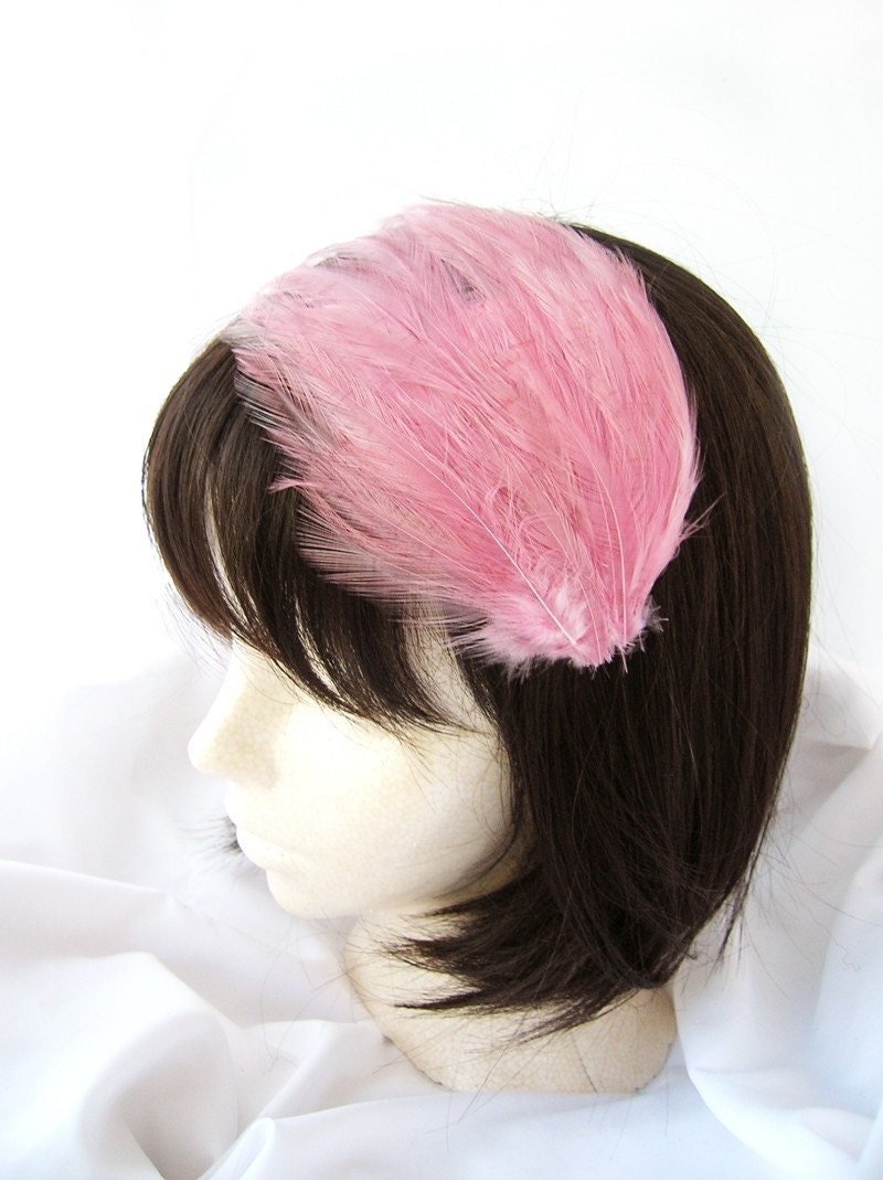 Bridesmaid Rose Pink  feather fascinator - multi layers of soft pink feathers fascinator - CHOOSE headband, comb, elastic band, or hair clip