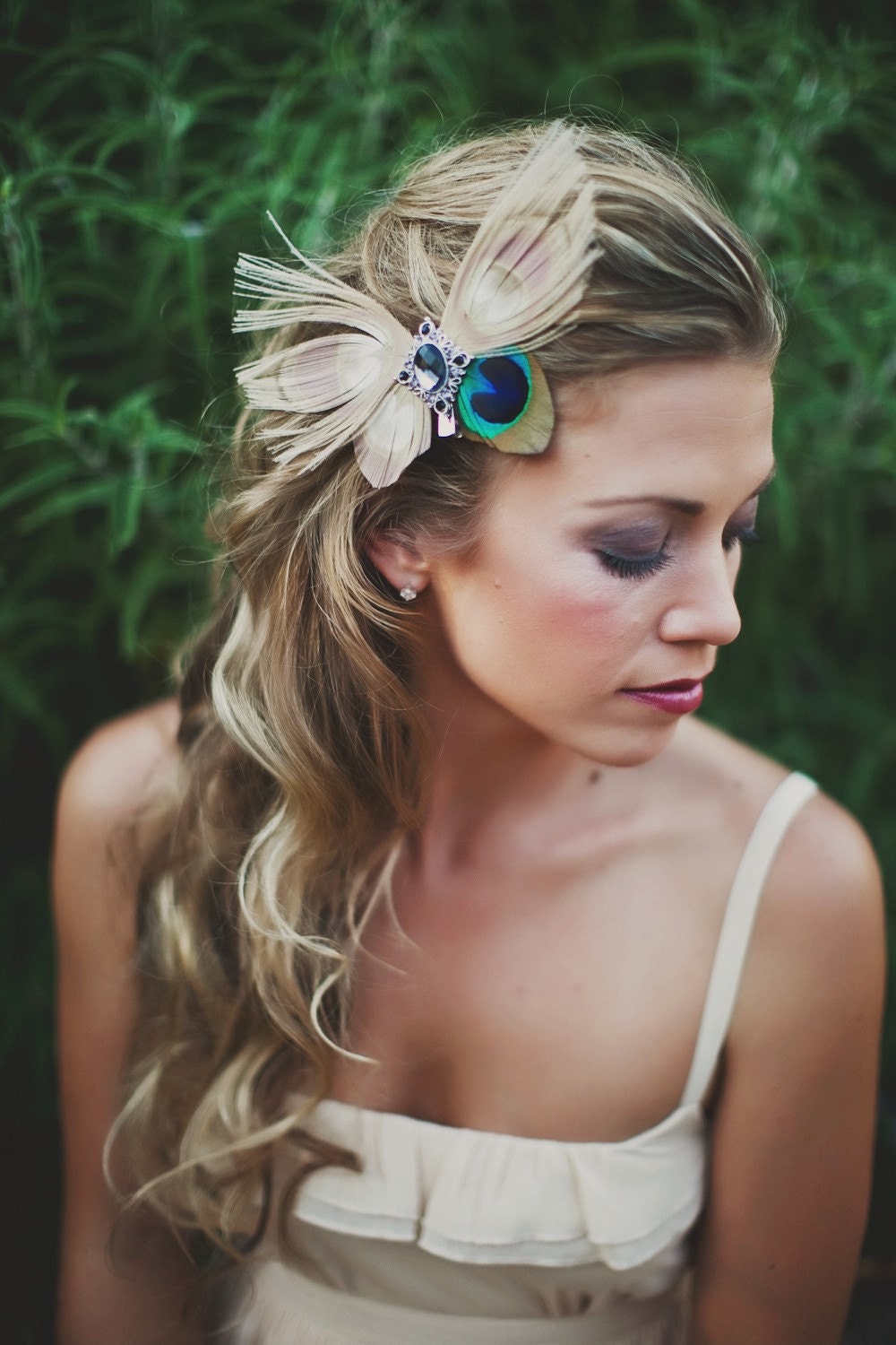 Peacock feather butterfly fascinator - MAJESTIC Butterfly Design  peacock feathers- CHOOSE headband, comb, elastic band, or hair clip