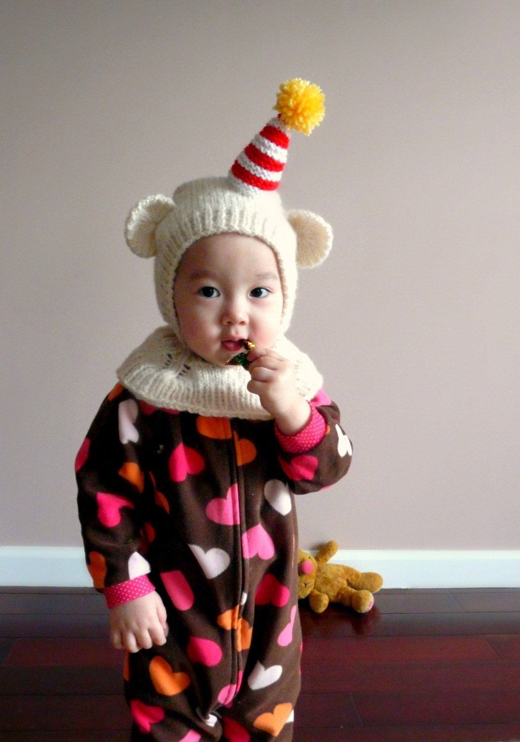 Clown Bear coverall Hat. 9-18months