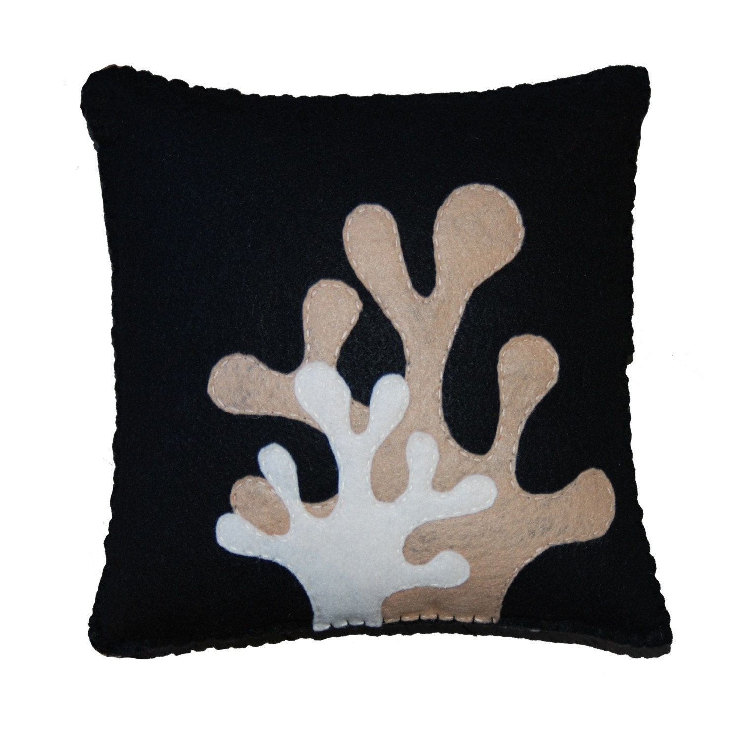 Felt Amoeba Pillow - Island inspired pillow in Black or Brown, great gift or home decoration.