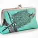 ON SALE Was 70 now 50 Green clutch with bottlebrush flower
