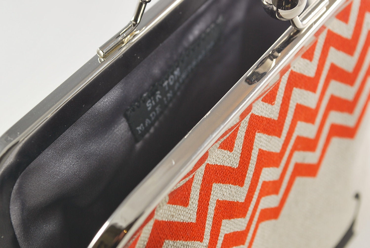 Dachshund purse with orange chevron