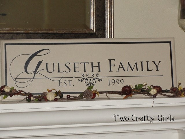Personalized Family Name Sign, Custom Family Established Wood Sign, Hand Painted ,Vinyl Lettering 8x24