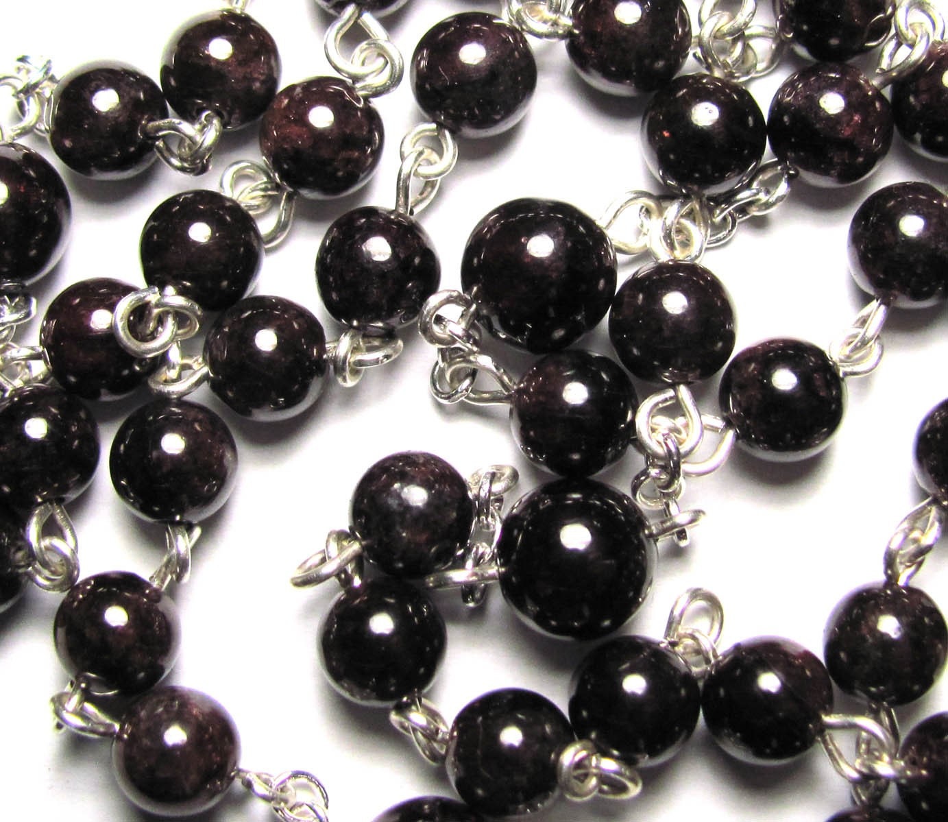 Meditation Beads, Prayer Beads,  Rosary Necklace in Garnet Gemstones and Sterling Silver