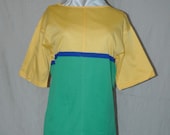 SALE was 11.95.  Italian Color Block T- Shirt.   Yellow, Blue and Green.  Vintage overstock, never worn.  FREE domestic shipping