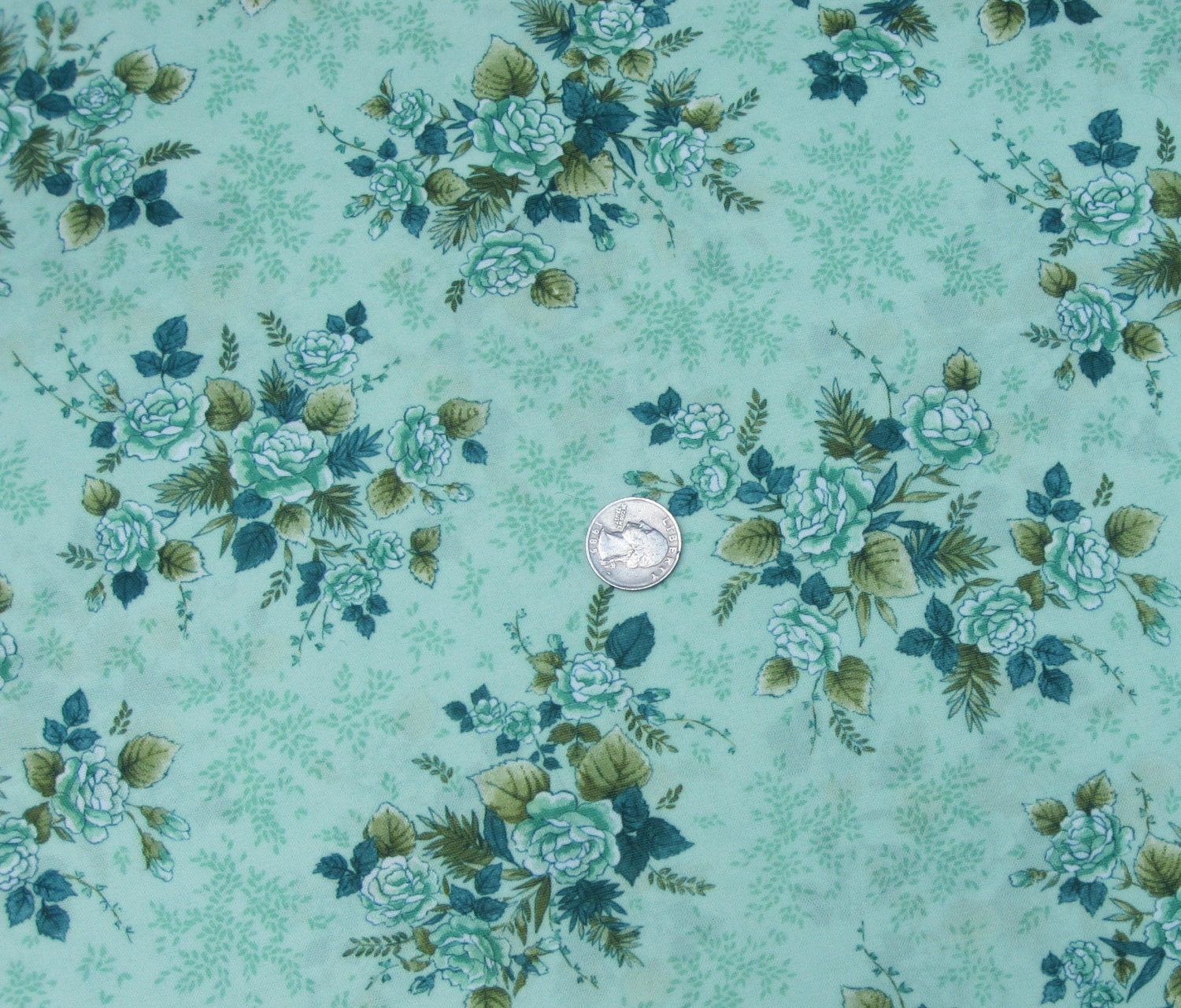 Green Blend  Floral Jersey Fabric 1  Yard Piece.