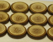 Zodiac Signs Vintage Looking Engraved Wood Pieces