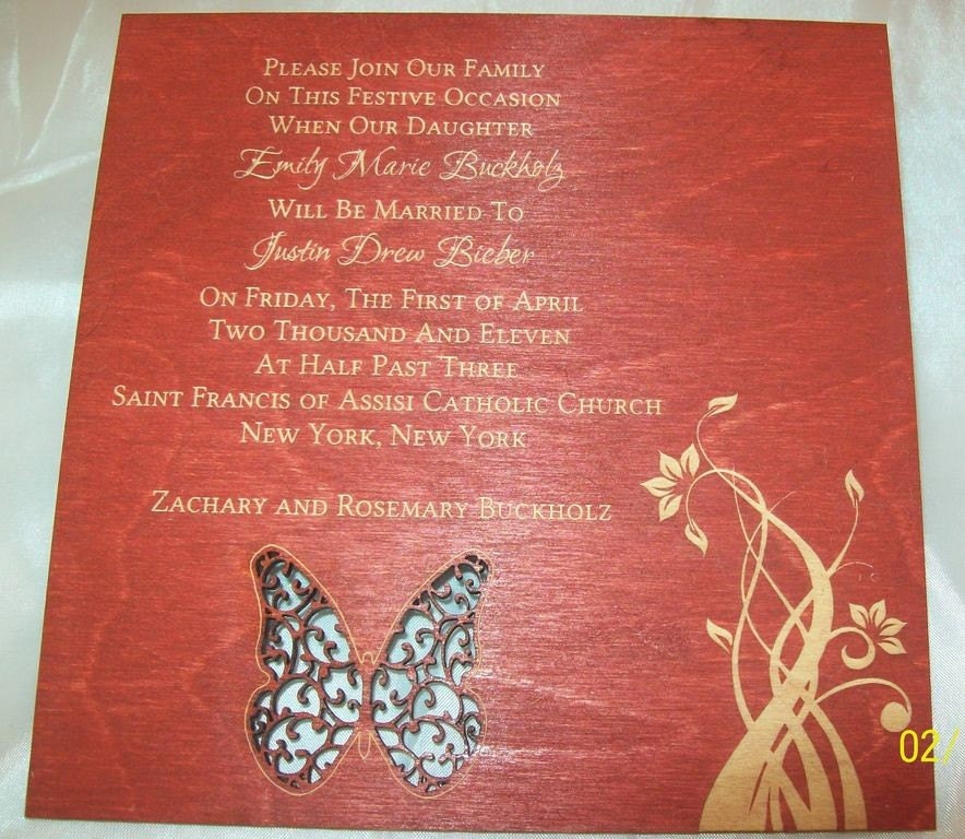 Wood Laser Engraved Wedding Invitations