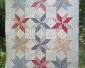 MaDe To OrDeR -- Star Lap or Baby Quilt in Hometown fabrics -- red, blue, gold, cream, grey -- pattern available