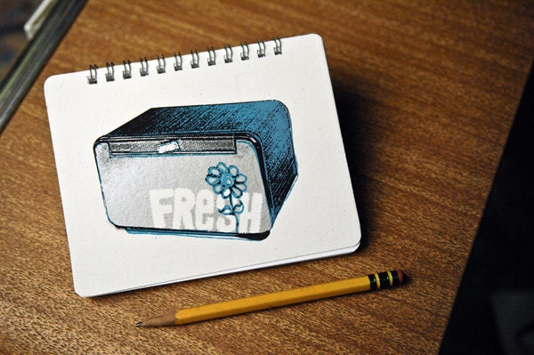 Fresh Bread Box - small hand pulled screenprint spiral sketchbook / notebook
