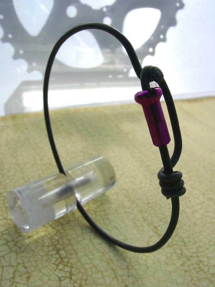 Bike Jewelry - Bike spoke jewelry- Spoke bracelet with purple spoke nipple