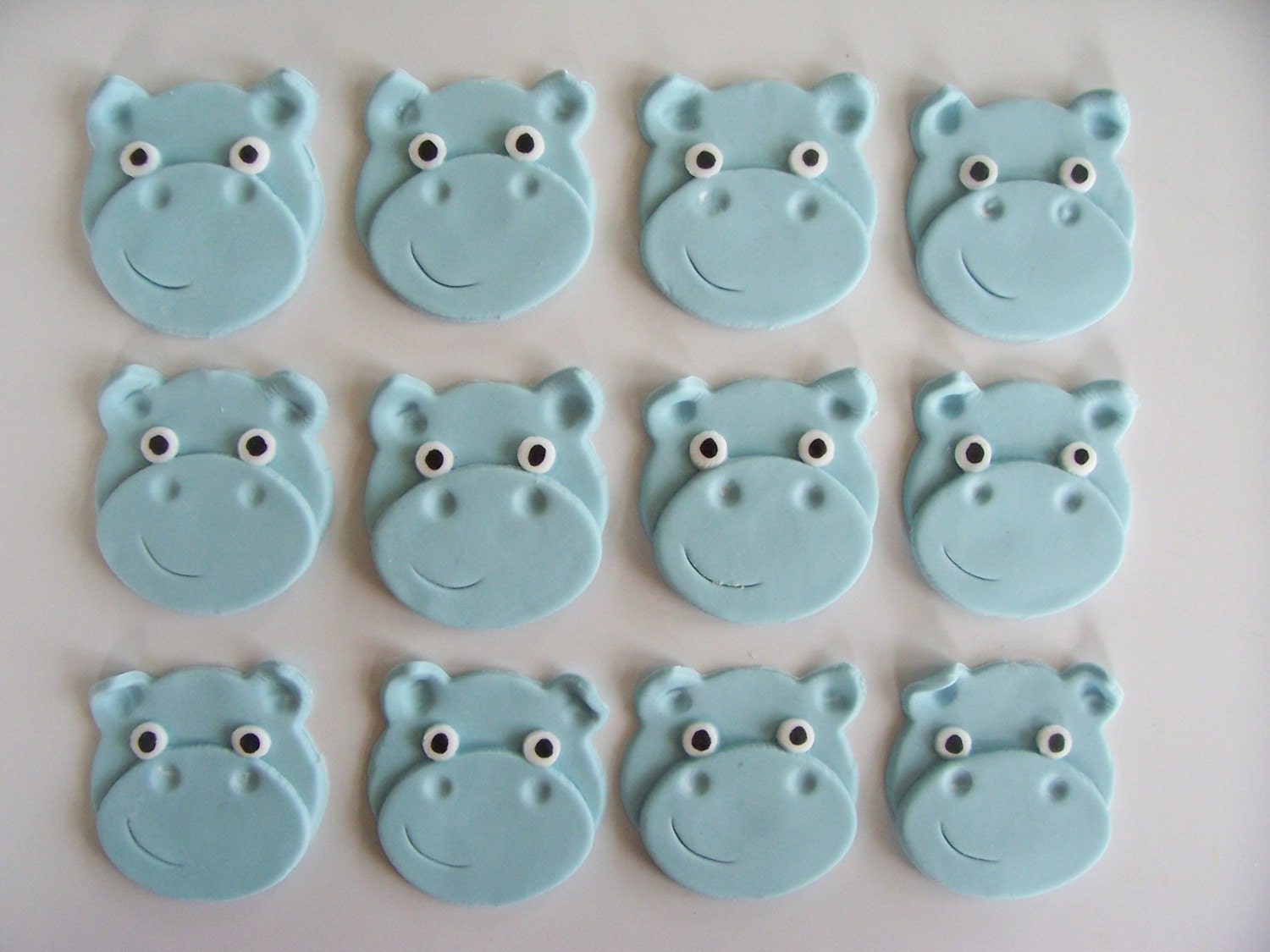 Fondant Cupcake or Cookie Toppers Hippos