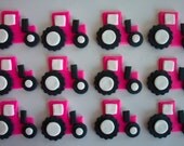 Tractors Pink Fondant Cupcake or Cookie Toppers