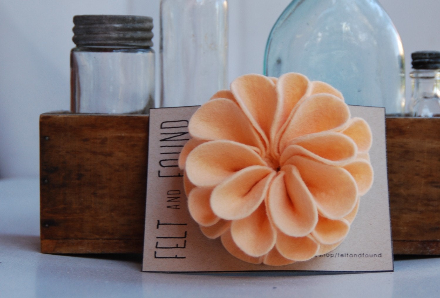 Peach Felt Hair Flower