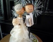 Custom Keepsake Wedding Cake Topper with Custom Wedding Dress Winter Theme - MilkTea