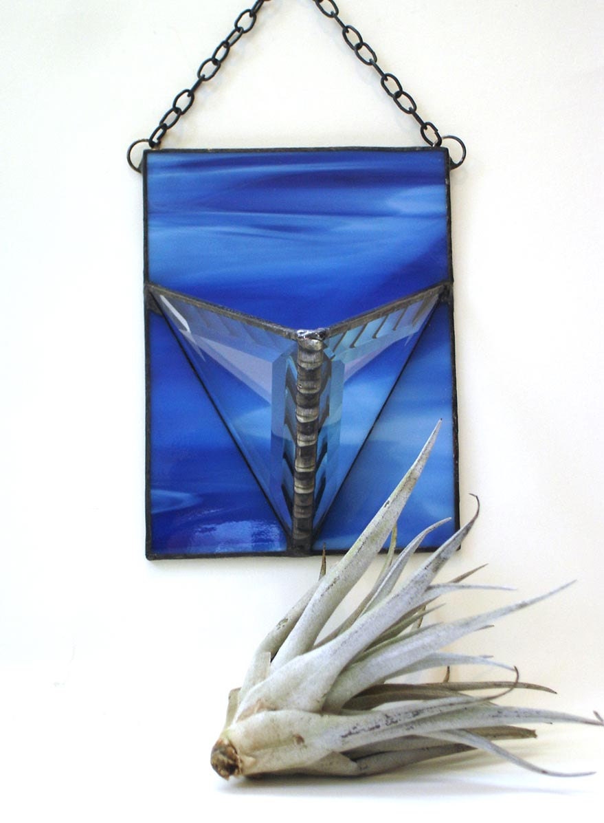 Air plant holder Monaco blue sapphire stained glass wall vase modern home decor indoor garden