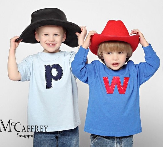 Create Your Own Shirt,  Choose CORDUROY or FELT, Hand Appliqued, Number or Initial, Great for Birthdays or Family Photos