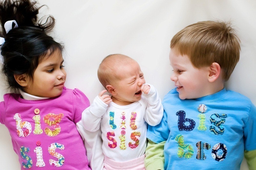Original Big Sister Shirt (or Brother) on Etsy, Hand Applique Tee, For the new Big Sis or Bro, Great for bringing baby home