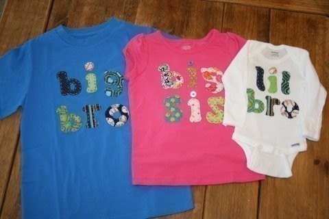 Original Big Sister Shirt (or Brother) on Etsy, Hand Applique Tee, For the new Big Sis or Bro, Great for bringing baby home