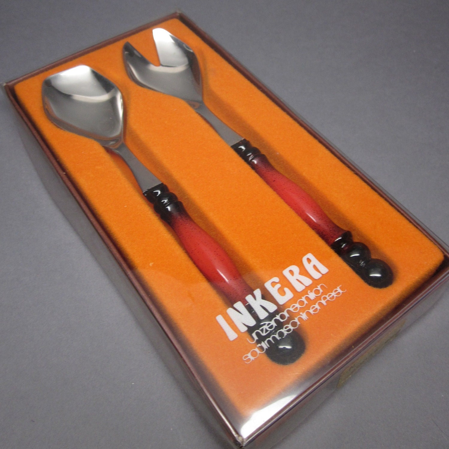 Orange Enamel & Stainless Serving Utensils - Germany