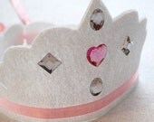 marin scalloped princess cut eco friendly felt crown with gemstones and adjustable ribbon tie.  party, play, pretend.