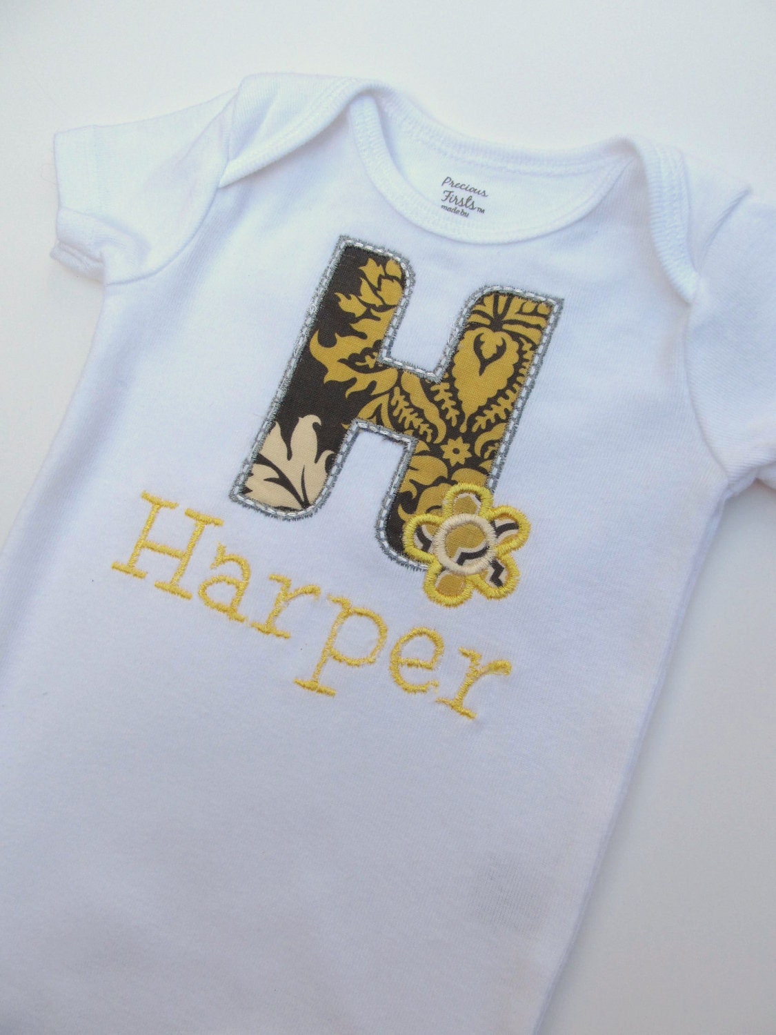 Personalized Embroidered Initial Onesie-Embroidered Infant Bodysuit- Appliqued Onesie