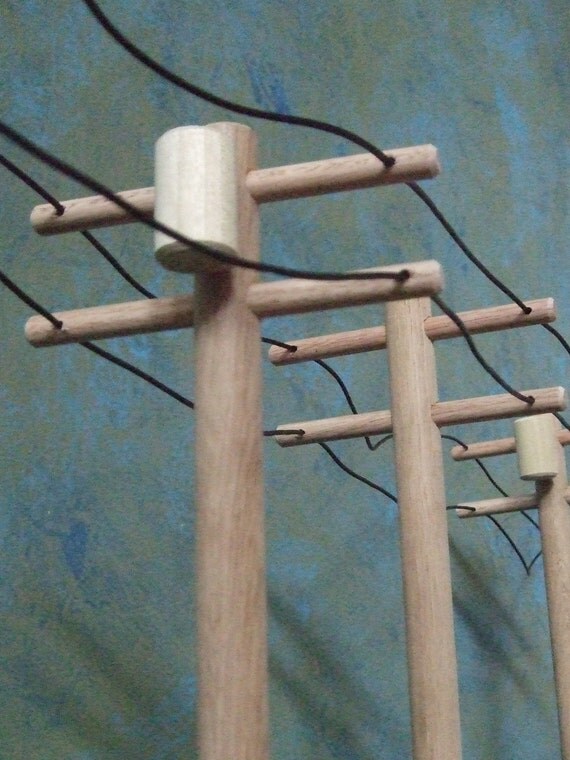 Wooden Toy High Voltage Power-line Pole 5 piece set