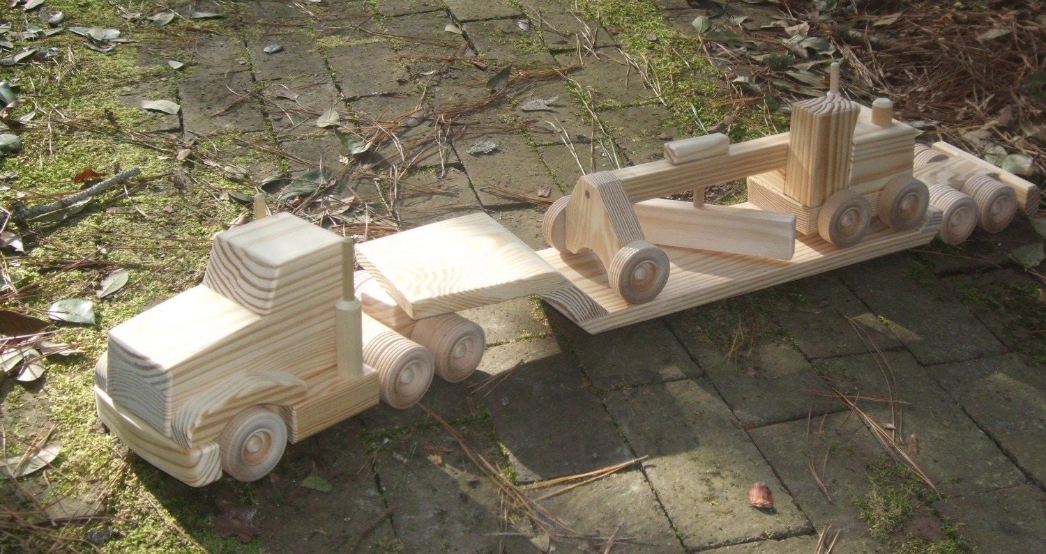 Wooden Toy Truck Lowboy