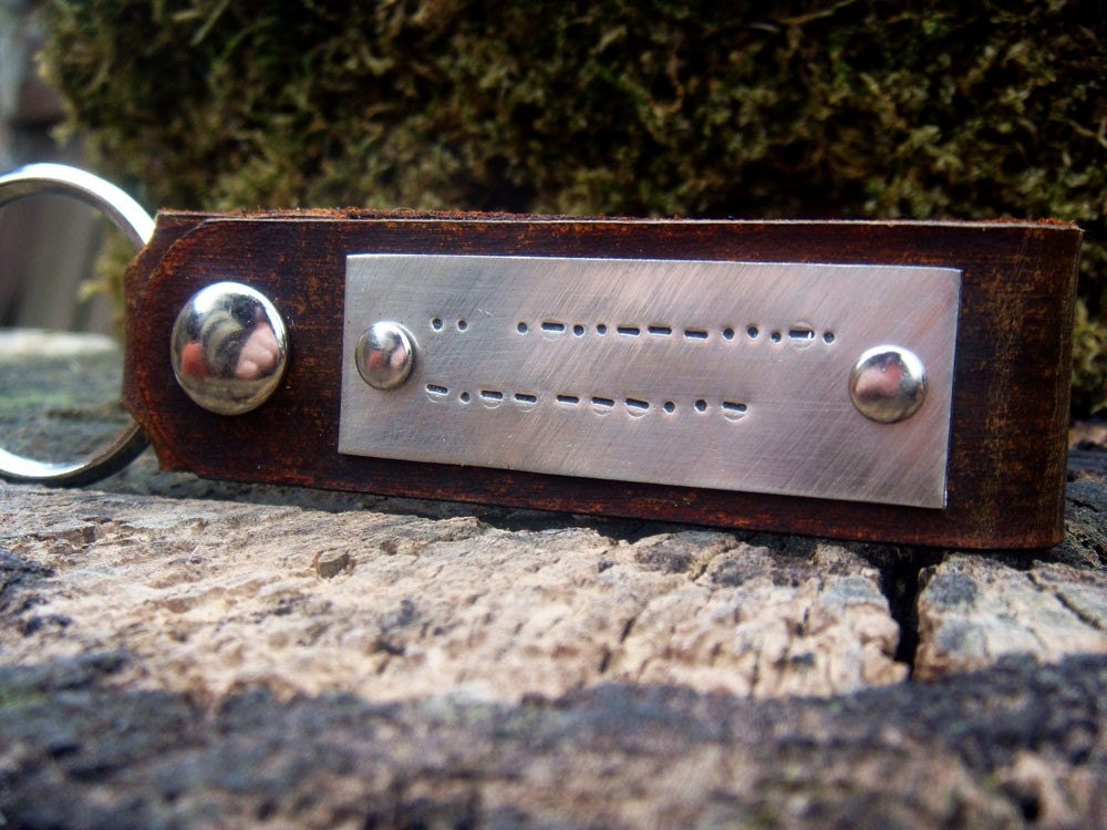 I Love You Custom Morse Code Leather Keychain