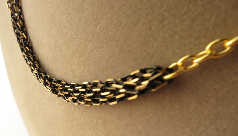 Black and Gold Chain Necklace