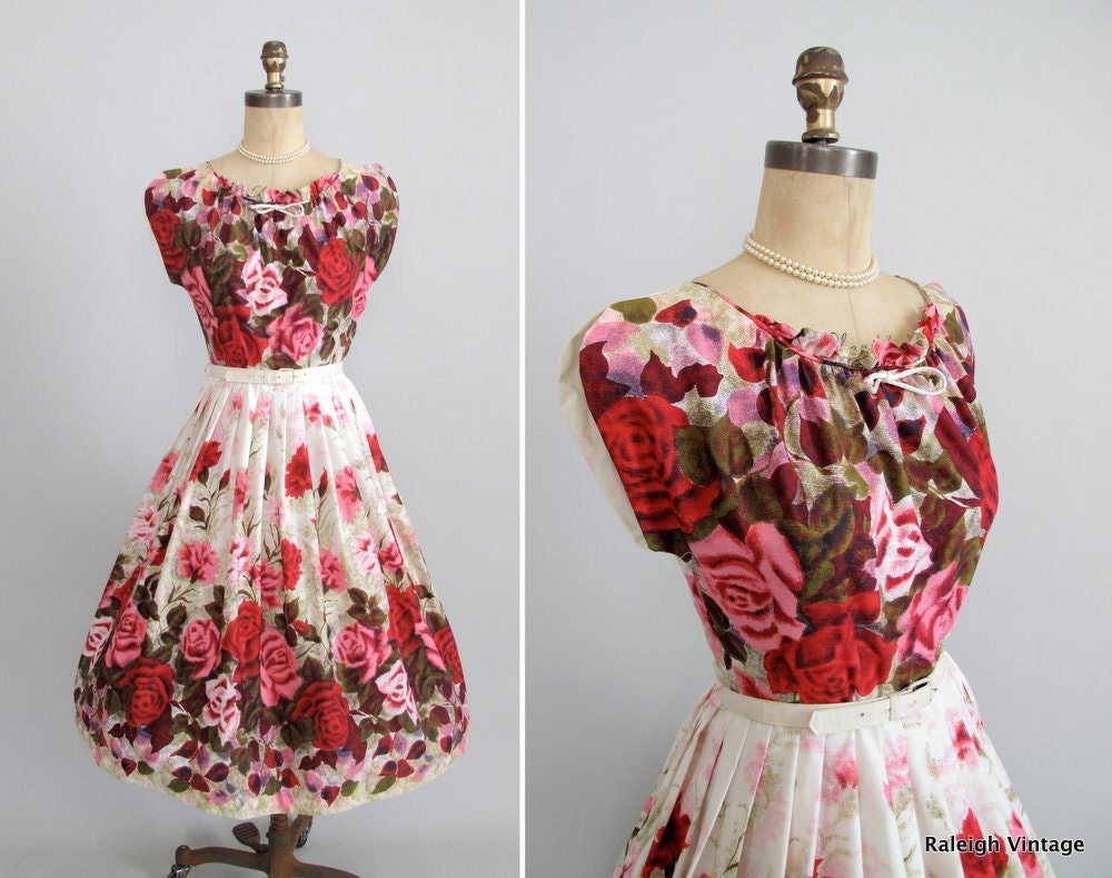 Vintage 1950s Dress : 50s Garden Party Dress
